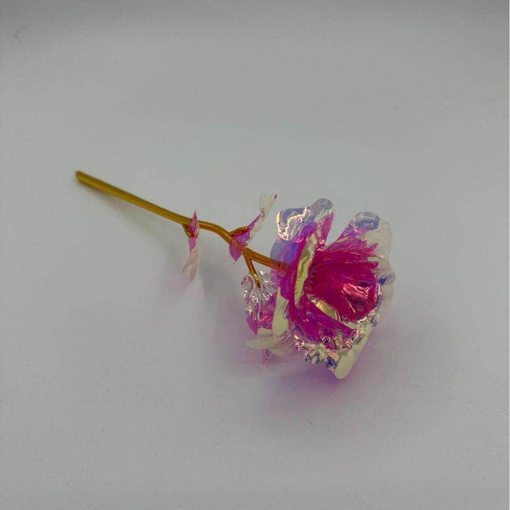 Seven-Color Preserved Rose with Gold Foil - Handmade Floral Gift for Valentine's and Mother's Day