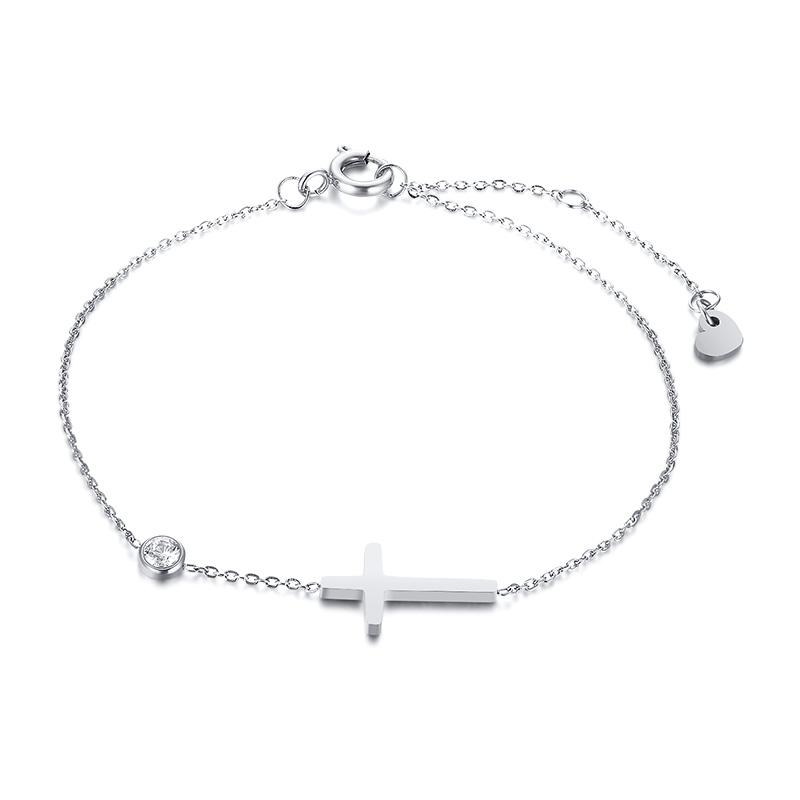 Birthstone Zirconia Thin Chain Link Cross Bracelet Stainless Steel Women s Adjustable Link Stacked Layered Chain Bracelets