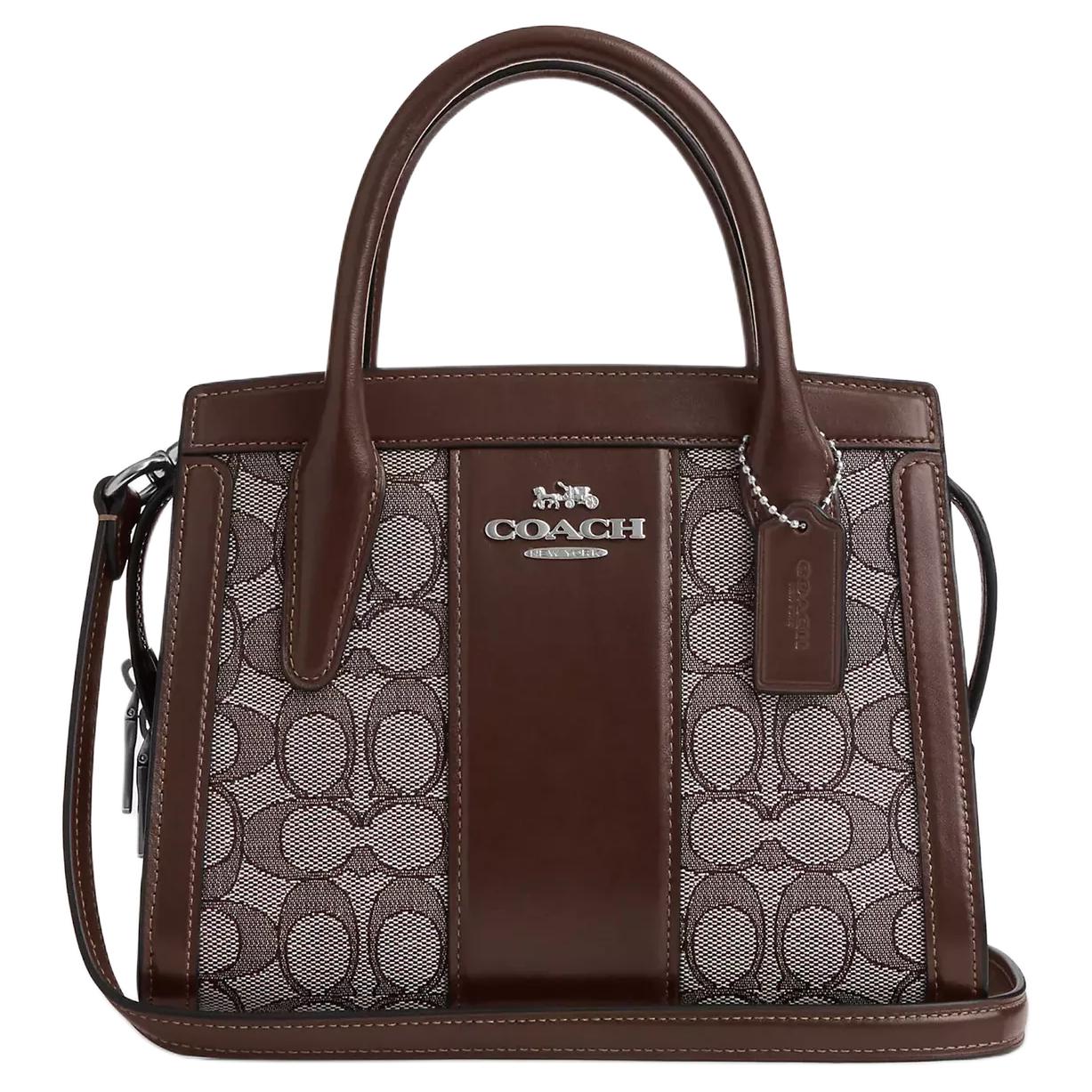 

Coach Andrea 22 Classic Monogram Design Jacquard With Calfskin Shoulder Crossbody Handbag Small Women handbags Silver Oak Maple CT766-SVS8S Basic Set (Bag+Dust Bag)