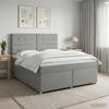 Box Spring Bed with Mattress Light Grey 140 x 190 cm Fabric