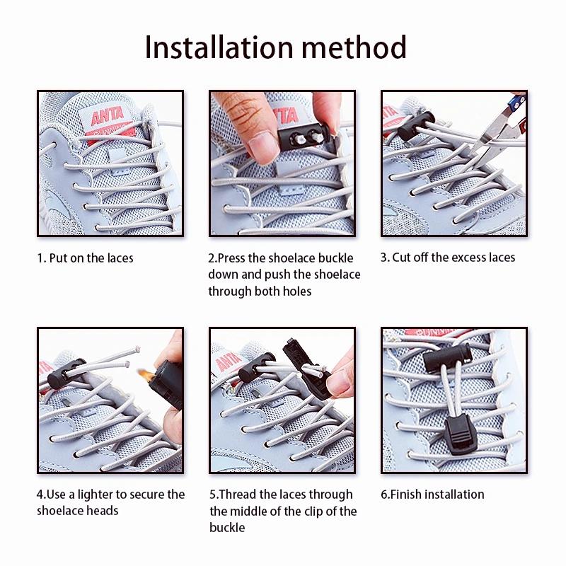 Elastic Laces Sneakers Tennis Lock Shoelaces Without Ties Adult Kids Unisex Round Shoelace Rubber Bands Shoe Accesories 1Pair