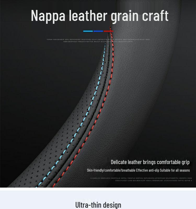 BYD New Energy Genuine Leather Steering Wheel Cover - Ultra-thin, All-season for Han, Tang, Qin, Song, MAX, Yuan, E2F3 models.