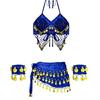 Danse du Ventre Danse Orientale Ensemble Foulard de Hanche Scintillant et Haut Lehenga Sans Manches Manchettes