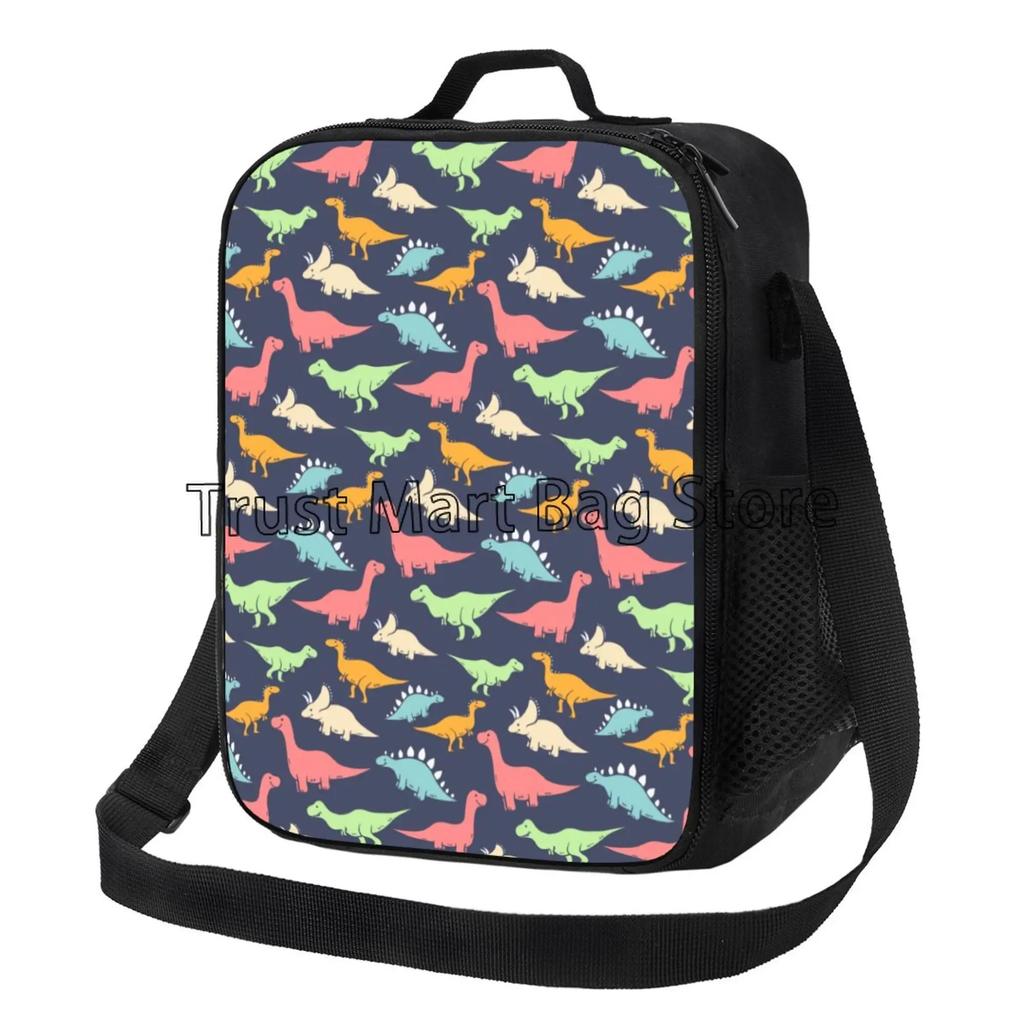 Isolierte Cartoon-Dinosaurier-Lunchtasche für Kinder, Jungen, Mädchen, tragbare thermische Bento-Lebensmitteltasche, Oxford-Kühltasche für Schule, Arbeit