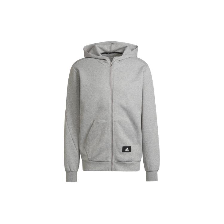 adidas Sweatshirts Men's Gray Hooded Moderate Cardigan HE2224