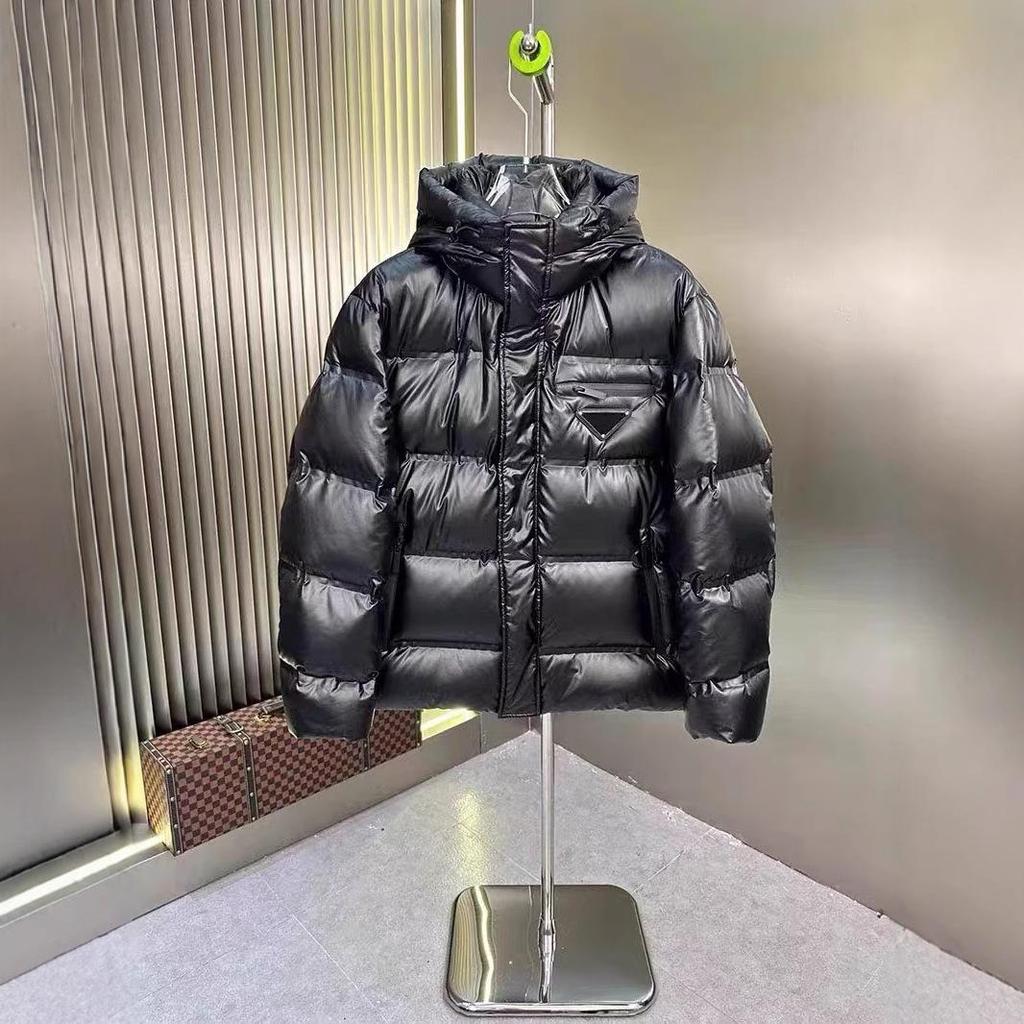 Winter Driehoek Logo Unisex Witte Eendendons Puffer Jas met Afneembare Capuchon - Casual Warme Buitenjas