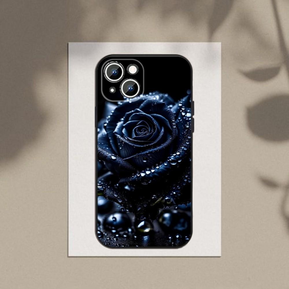 Blue Rose Flower Ultra-Thin TPU Phone Case for iPhone 6-16ProMax/SamsungS7-S24Ultra/Redmi13TPro - Shockproof,Scratch-Resistant,RaisedCameraSafe Cover