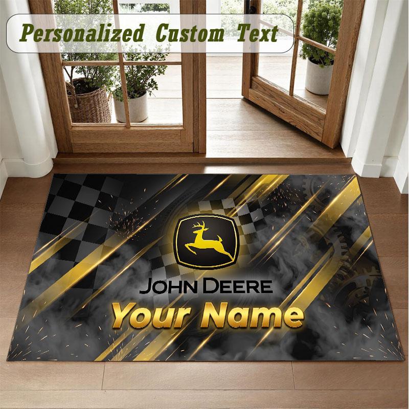Tappeto Quadrato in Velluto di Cristallo Nome Personalizzato Motivo John Deere Antiscivolo Decorazione Pavimento Casa Tappeto