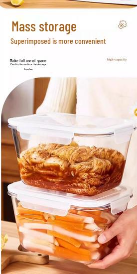 Glass Kimchi Jar with Lid - Sealed Pickled Radish Container