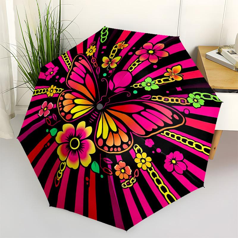 

1pc Butterfly Flowers Automatic Open/close Folding Umbrella, Compact Portable Travel Umbrella, Cute Umbrella, Durable Construction yy260328022