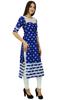 Bimba Womens Designer Blue Cotton Kurta Long Straight Kurti Classic Chic Indian