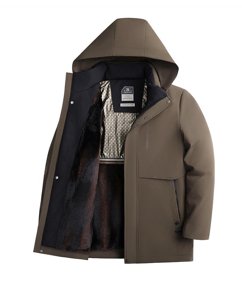 Dad's Winter Fleece-Lined Cotton Coat with Detachable Hood for Middle-Aged and Elderly Men - Thickened and Warm.