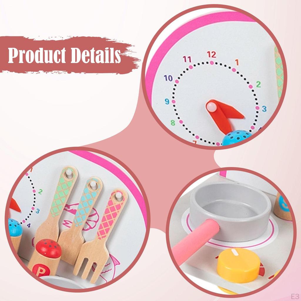 Playset Cooking Birthday Gift Kindergarten DIY Model Preschool Realistic Pretend Play Wooden