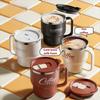 Portable 304 Stainless Steel Insulated Coffee Cup with Handle Double Wall Insulated Water Cup Leak-proof Anti Scalding Tea Cup
