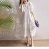 Hollow Embroidered White Skirt Summer New First Love French Sweet Bubble Sleeve Short Sleeve White Cotton Dress