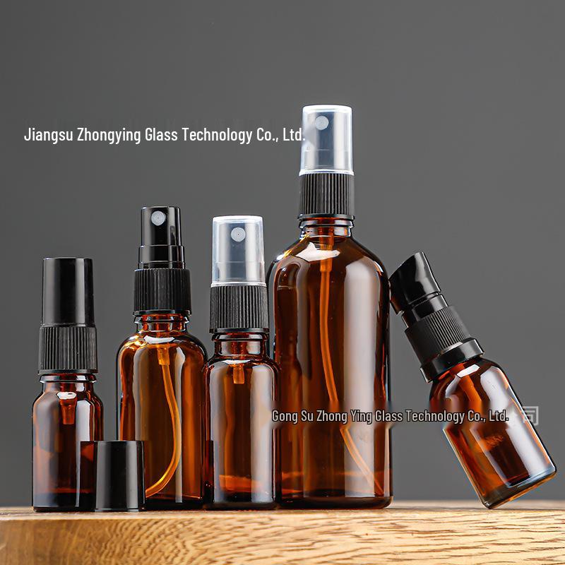 Amber Glass Essential Oil Spray Bottle, 5-100ml, Refillable for Cosmetic Serums.
