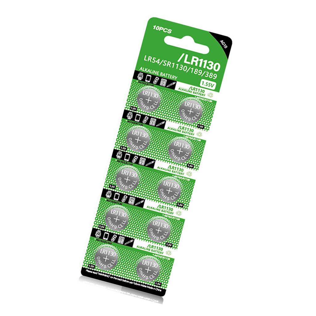 Pack of 10pcs/sheet LR1130 Alkaline Button Batteries 1.5V Coin Cell Battery for Watches Calculators and Digital Cameras