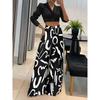 Color Blocking High Printed Wide Leg Pants Color Matching High Waist Loose Pants Women's