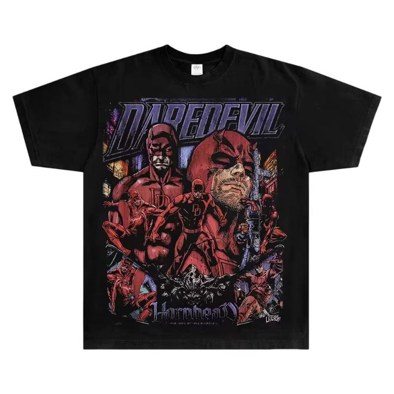 

2026 new Daredevil Hornhead Cotton TShirt Retro Punk Harajuku Fashion Crew Neck Short Sleeve Top for Men and Women High quality S
