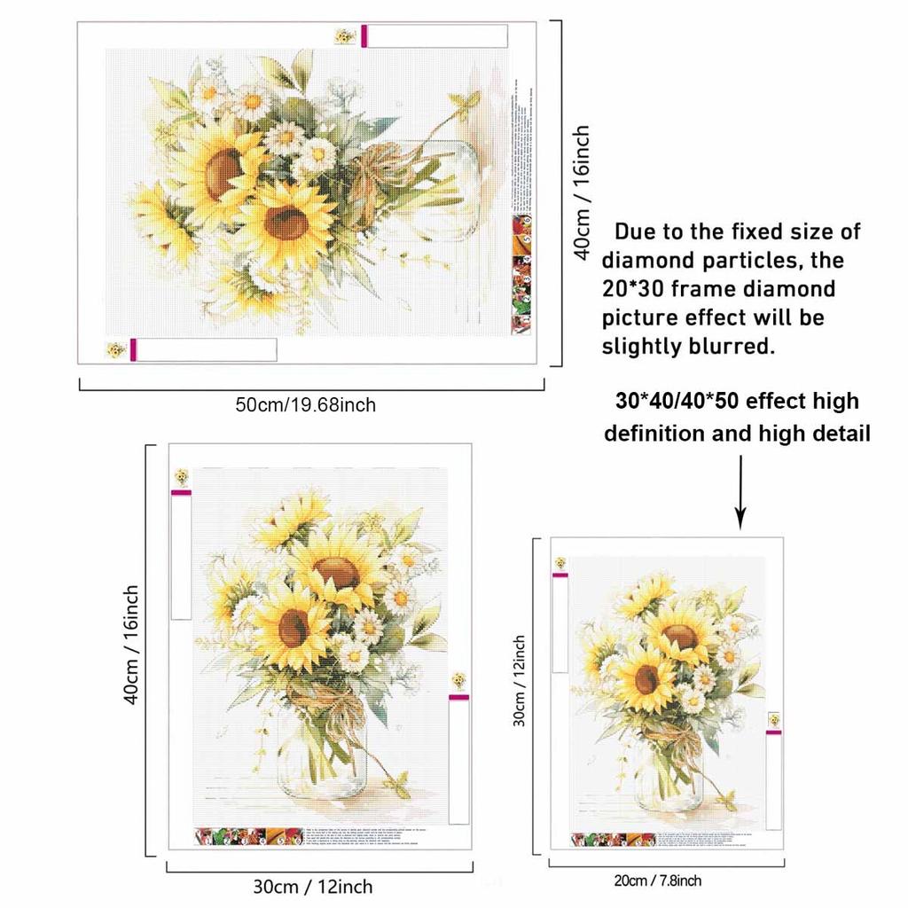 Sunflower Full Round Drill Diamond Painting Kit DIY Sparkle Art Canvas for Adults Relaxing Craft and Home Decoration Gift Idea Set