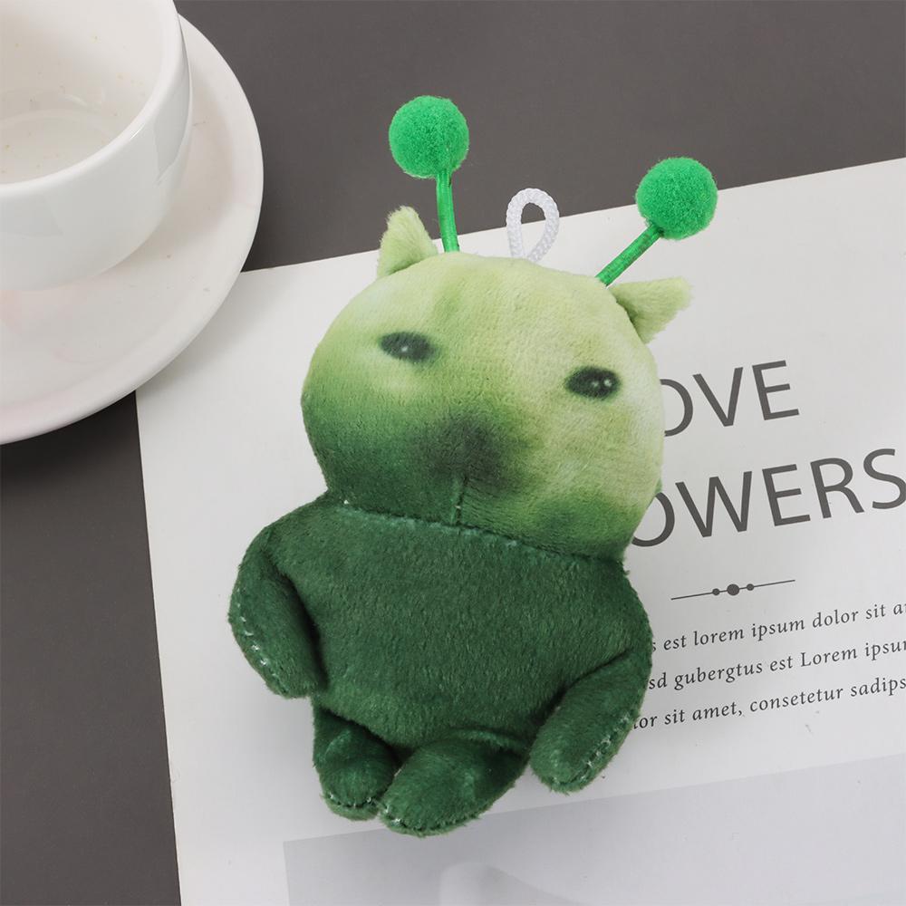 10cm Green Alien Cat Plush Toy Poseable Red Scarf Alien Kitten Toy Bag Charm  Anime Fans Gifts