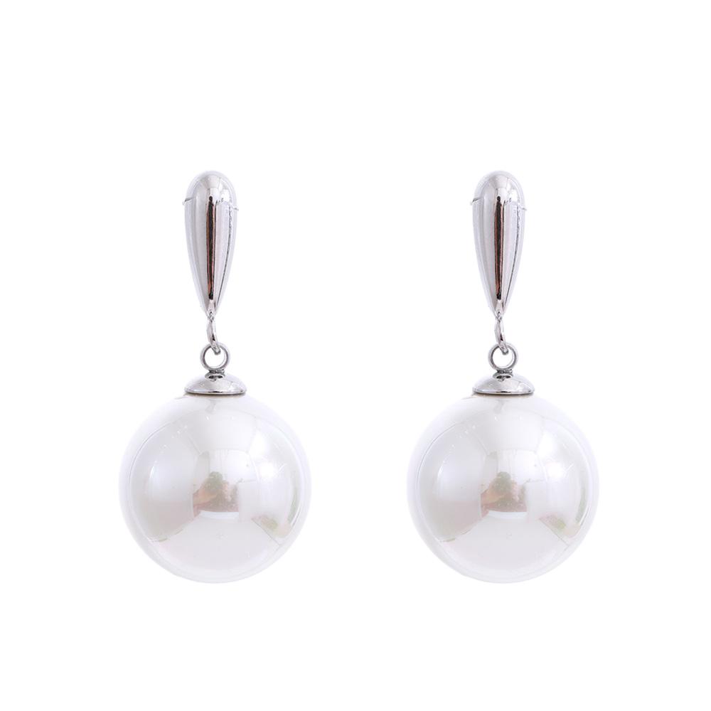 Yhpup 12*12mm Imitation Pearls Round Chic Dangle Earrings for Women Stainless Steel Elegance Daily Jewelry Waterproof Recommend