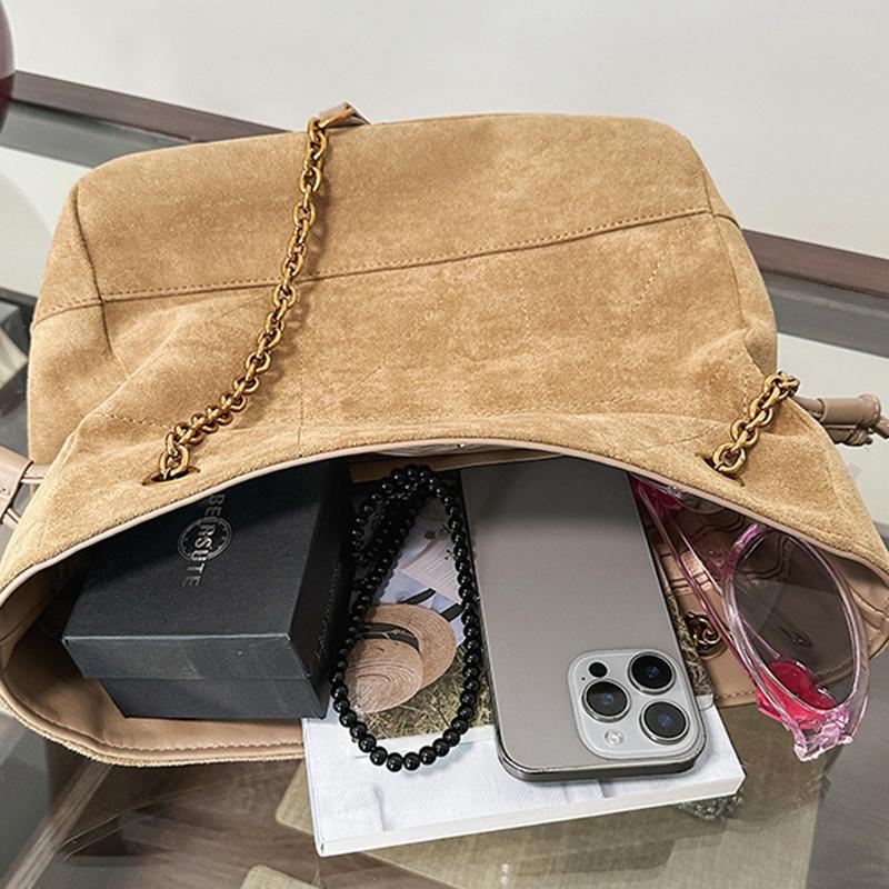 Yogodlns Luxury Large Capacity Faux Suede Tote Bag Winter Designer Shoulder Bag Women's Underarm Bag Handbags and Purses