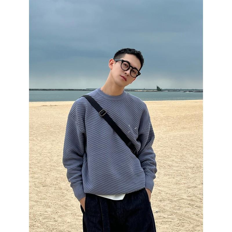 Maison Margiela Style Casual Wool Blend Knit Sweater Loose Fit Crew Neck Unisex Wear