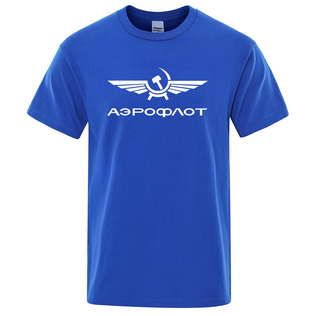 Aeroflot Aviazione Russa Pilota Aerospaziale Aviatore TShirt Estiva Cotone Punk Rock Moda Top Girocollo Elegante Maglietta da Uomo