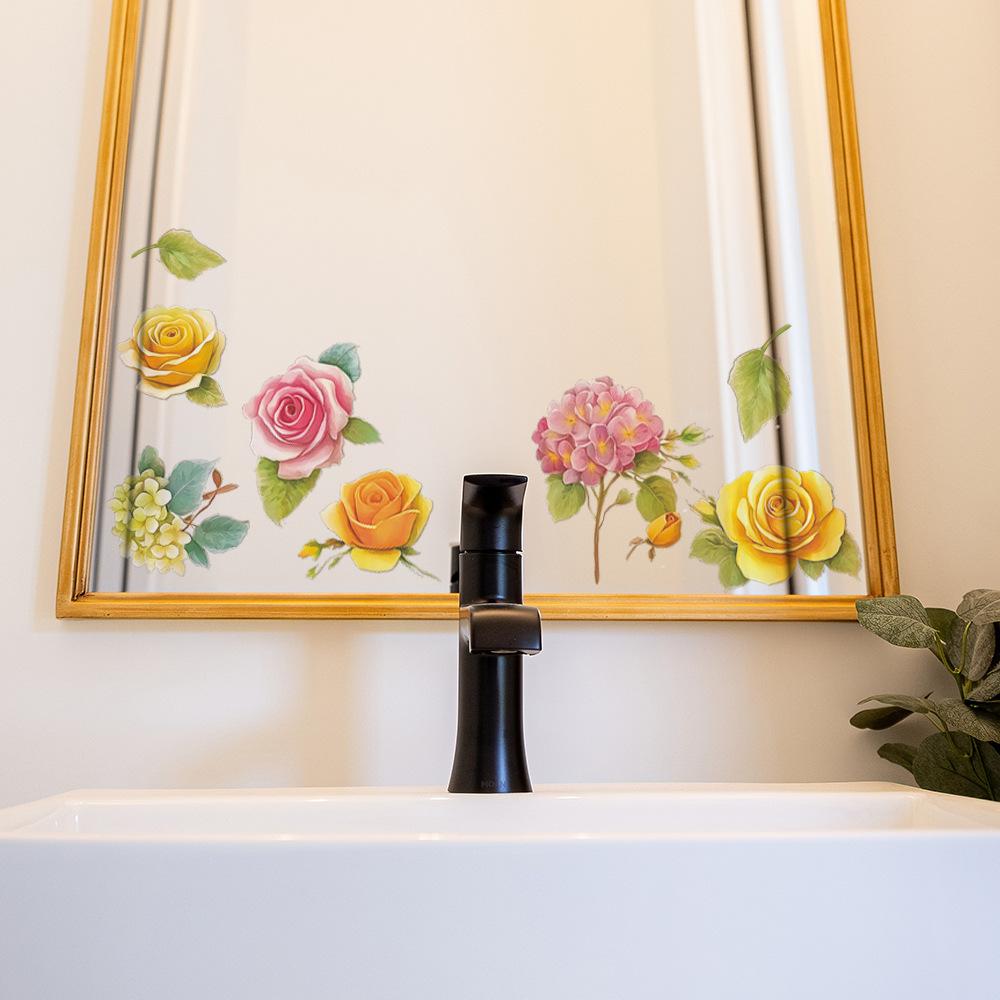 Colorful Flower-painted Stickers for Bathroom and Home Decoration Walls