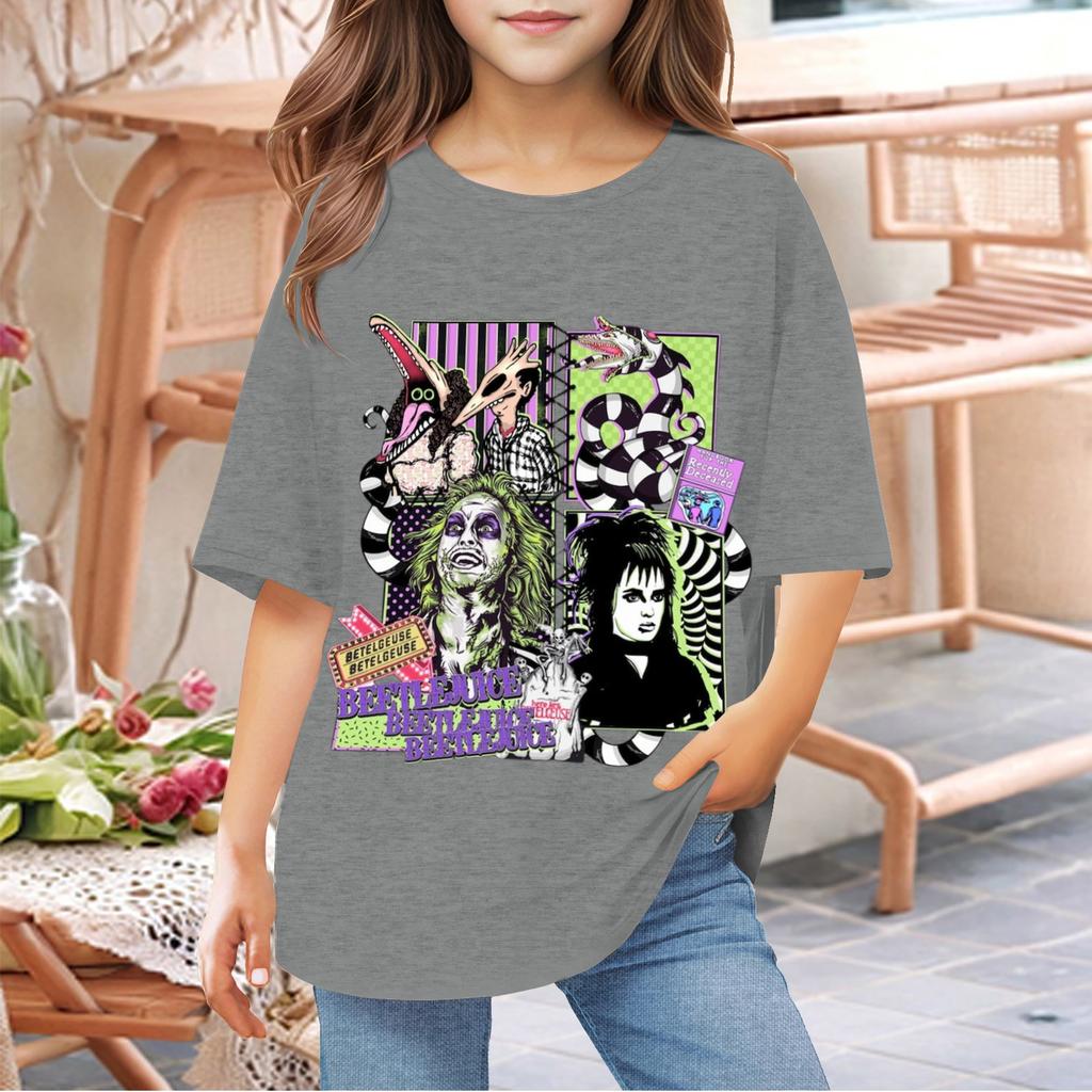 Toddler Girl Boy T-Shirts Kids Top Boys And Girls Printed Short Sleeved T-shirt 1-12Y