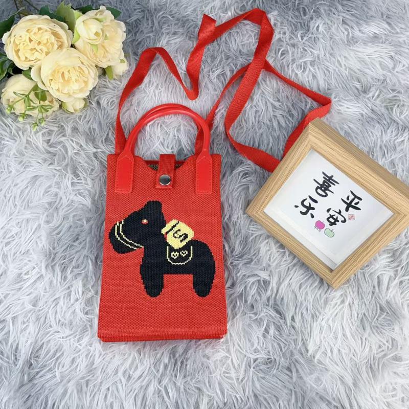 1 Peça Meninas Fofo Bolsas Transversais Ao Ar Livre Coreanas Mini Bolsa de Mão Quadrada Tricotada em Coração Para Mulheres Pequena Bolsa de Ombro para Celular