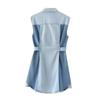 Fashion Style 2024 Summer New Arrival Women's Lapel Sleeveless Waist Mini Patchwork Denim Dress 5862085