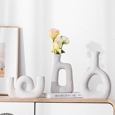 Special-Shaped Creative Small Mouth Flower Arrangement, Simple Ceramic Vase, High-End Home Desktop Decoration Ornament