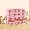 16-Compartment Drawer Storage Cabinet – Vintage Pink Solid Wood Desktop Organizer – 22 lbs Load Capacity