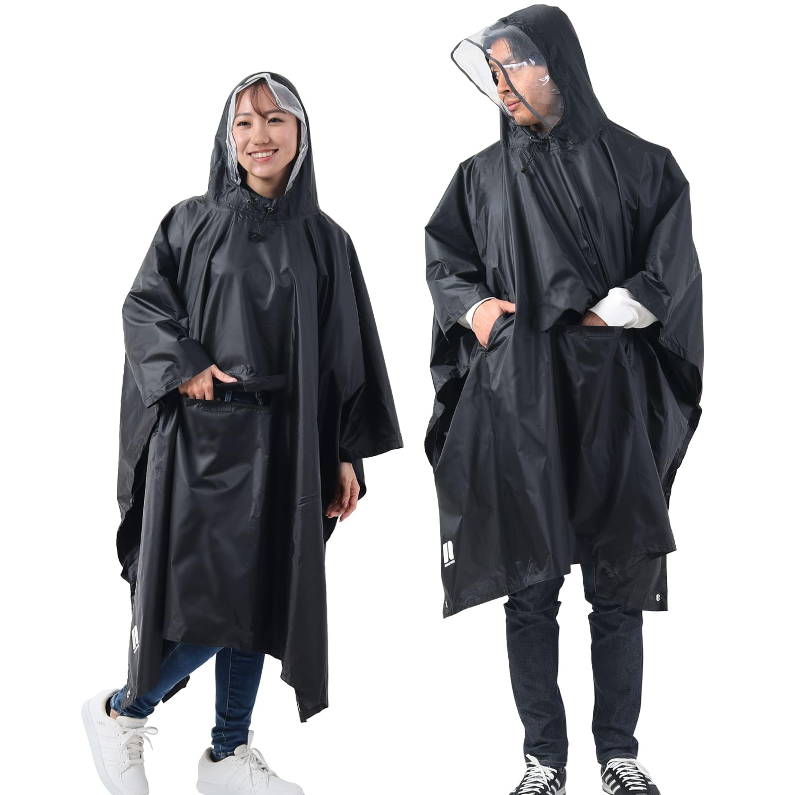 

Дождевик с дождевым карманом-кенгуру для спортивных менеджеров и нейлоновая поясная сумка-рюкзак для поездок на работу или поставляется со сумкой для хранения [RUMITURE] чёрный