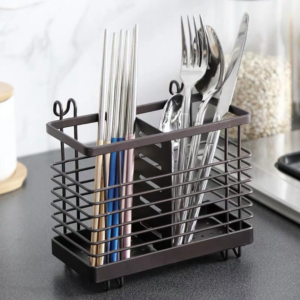 Utensil Drying Rack With Hooks No Drilling For Cutlery Cutlery Drainer Basket For Kitchen Sink Dishwasher Home Storage