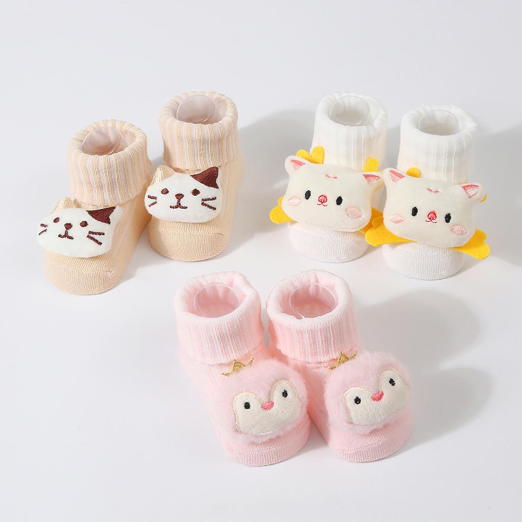 Dicke Bodensocken Niedliche Cartoon Kleinkindsocken Weiche Kleinkind Babysocken Tierdesigns für Herbst Winter Halten Füße warm