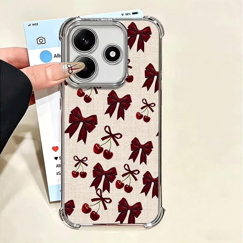 

Cherry Bow Sweet Soft Phone Case For Xiaomi Poco X7 X8 Pro Max X6 X5 X3 F8 Ultra F7 M8 M7 M5S Redmi 15C 15A 15 14C 13C 12C 13 12 Poco X8 Pro Max