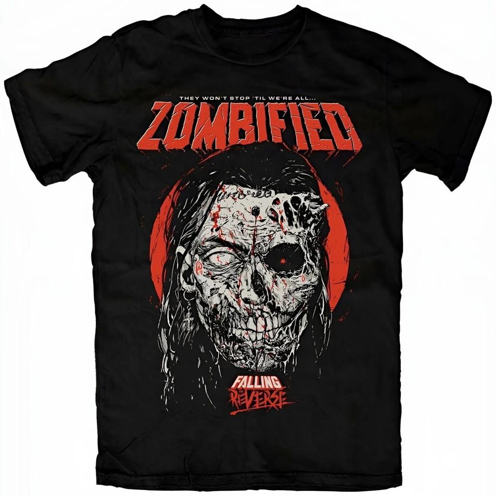 Hot Falling In Reverse Zombified T-Shirt Cotton Black T-Shirt