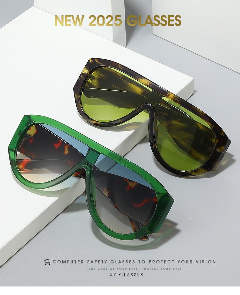 1PC New Large Frame Fashion Glasses European and American Personalized Conjoined Sunglasses for Men and Women