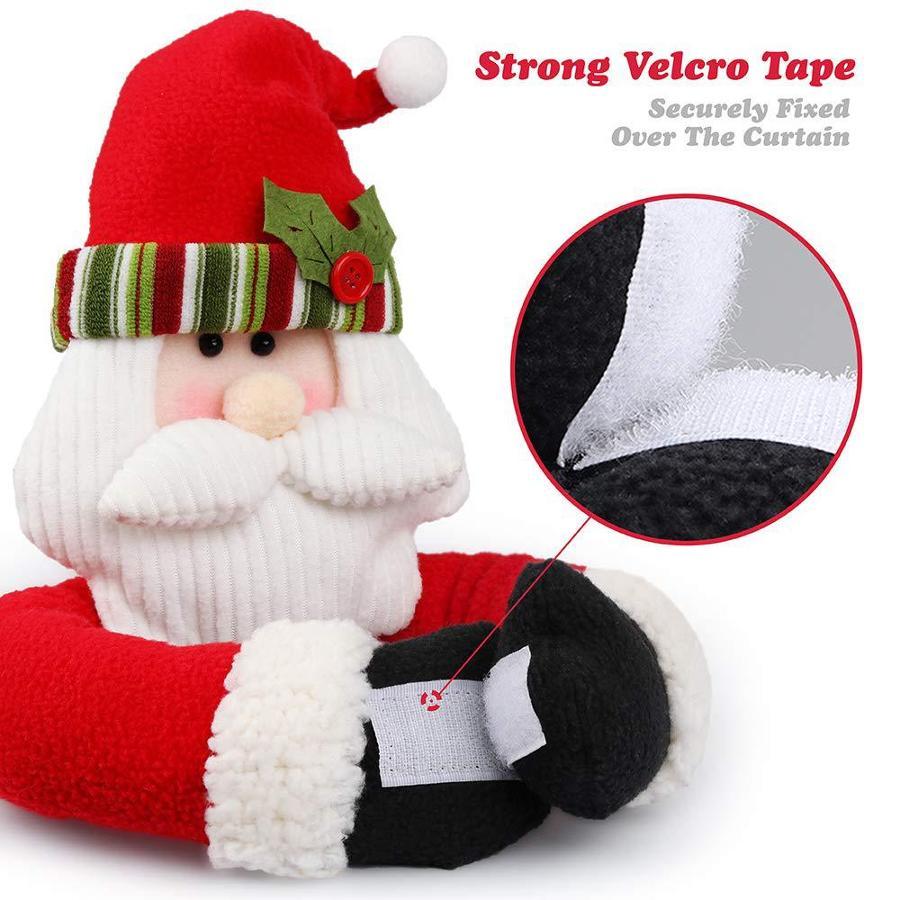 Christmas Snowman Santa Curtain Tieback Doll Ornament Hook Loop Strap For Window Curtain Xmas Holiday Home Party Decoration