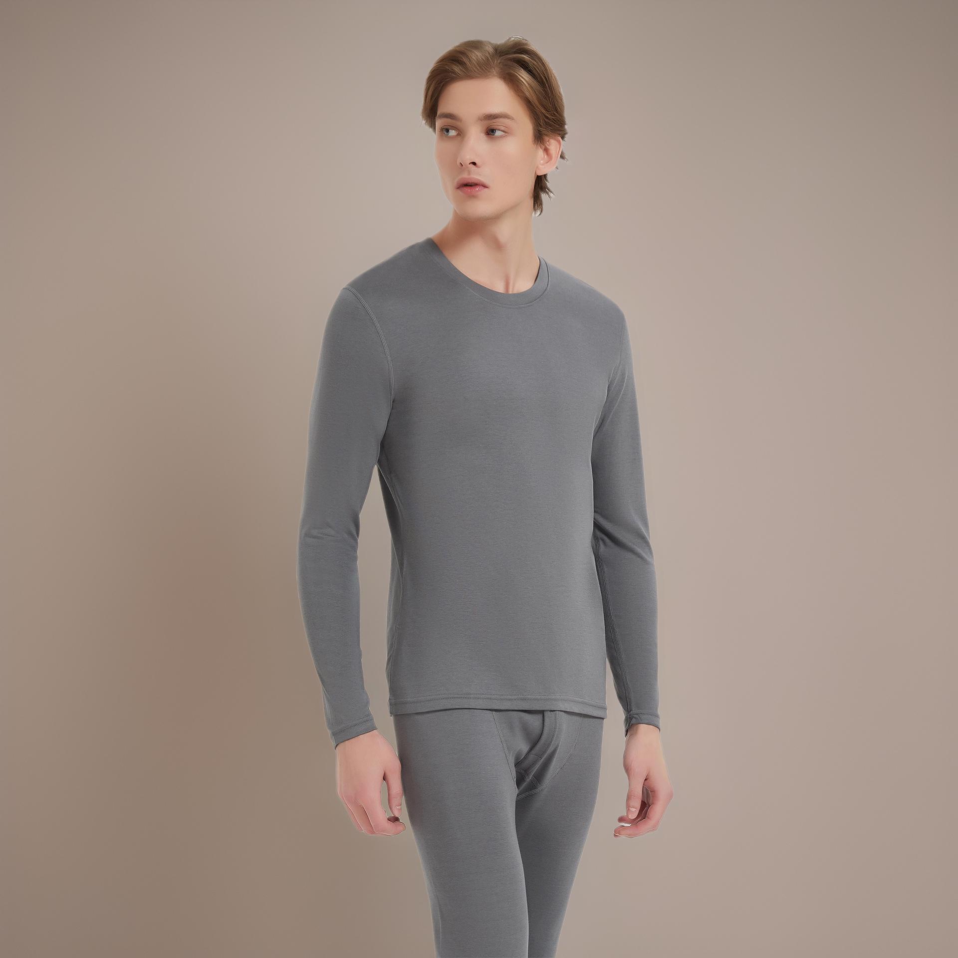 

Комплект мужского термобелья из тенселя, лиоцелла и хлопка: Антибактериальный, плюс бархат, осенний топ с круглым вырезом и брюки 2XL (75-87.5 kg)