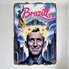 Brazil Movie Vintage Metal Tin Sign Art Decor with Man Uniform Angel Mechanical Arm Design for Home Club Bar Wall Decoration