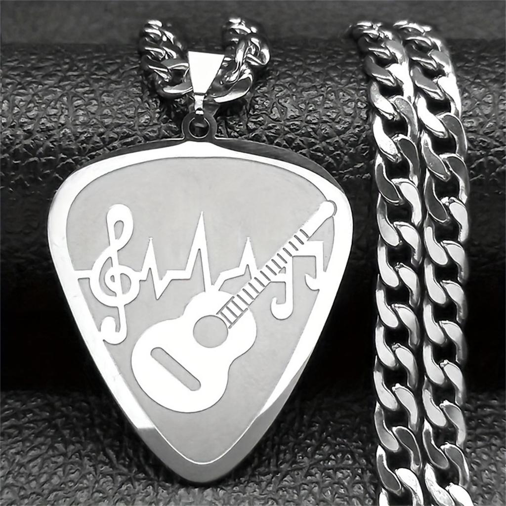 Hip Hop Guitar Bass Note Necklace Stylish Pendant Necklace for Music Lovers