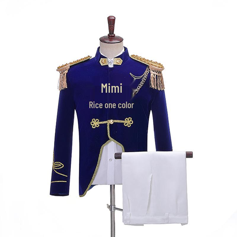 

Stage Couple Performance Costumes: Navy Military Band Sailor Suits for Men and Women XL