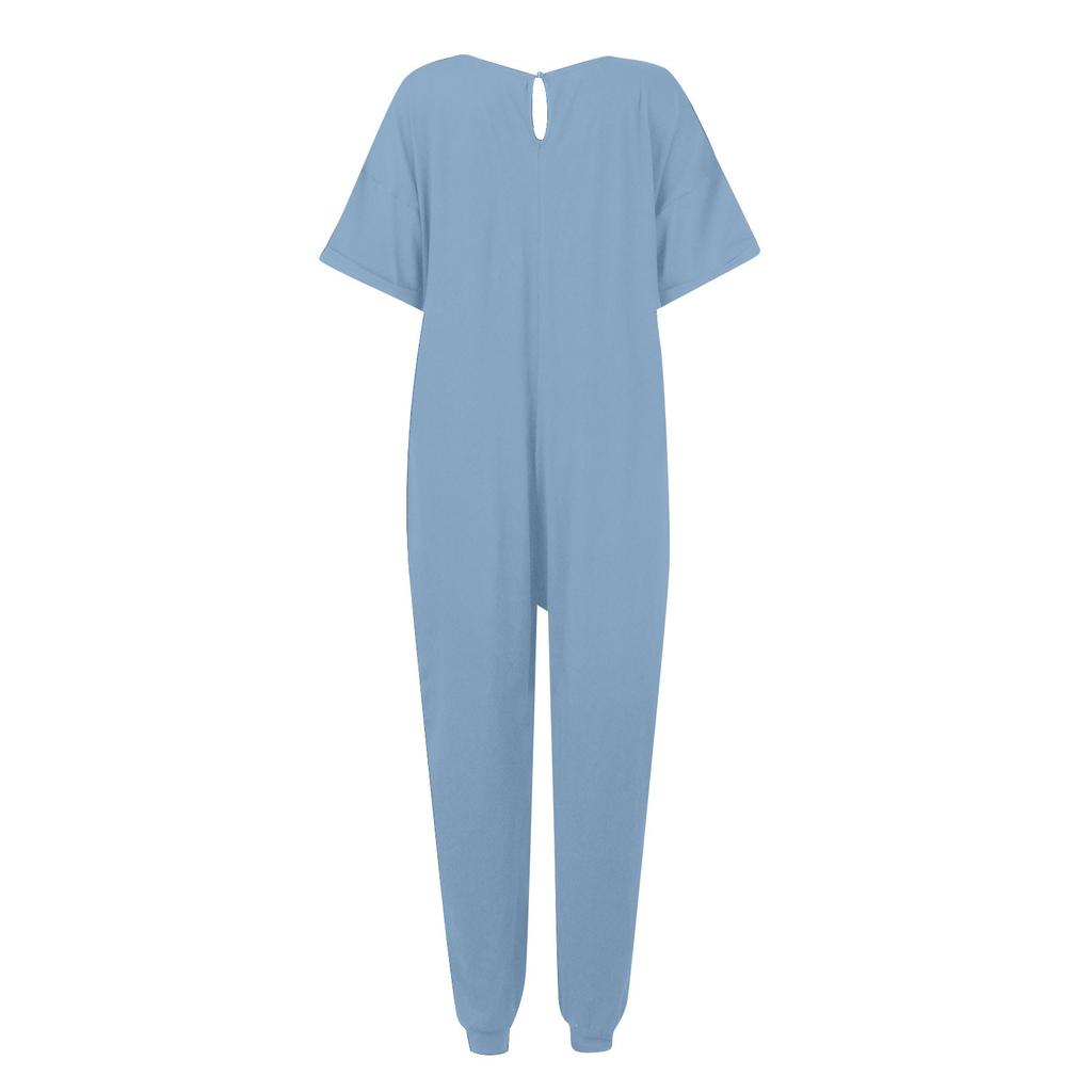 Women's Jumpsuit V-neck Half Sleeve Loose Casual Leggings