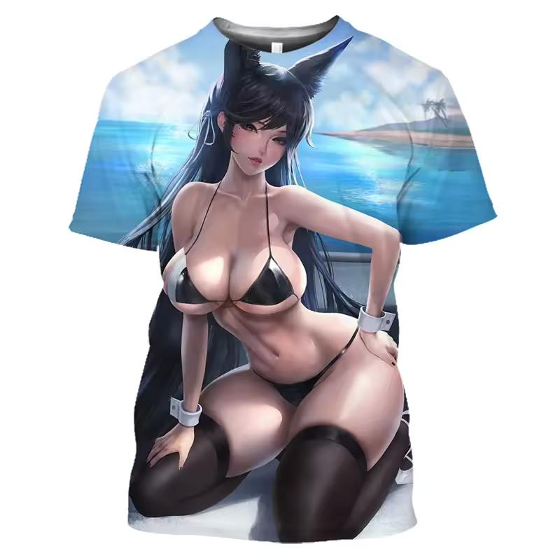 Men's Summer Fashion Casual Loose Plus Size Pattern Printed Sports O Neck Short Sleeved 3D T-shirt Top