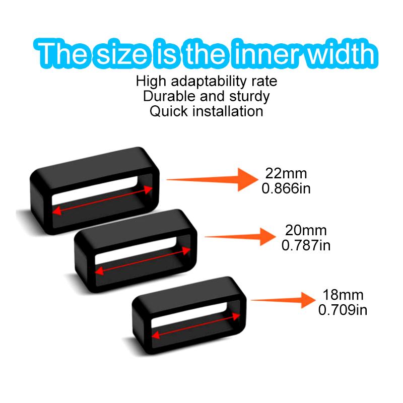 1Pc Silicone Black Loop DIY Hoop Retainer Watch Strap Band Keeper Holder Ring 16-22mm