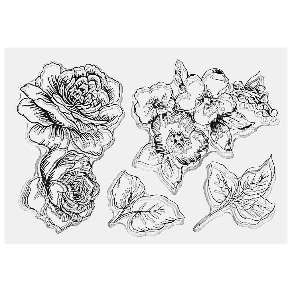 Floral Background Stamp For Craft Projects Diy Enthusiasts Black 16.00X11.00X0.50Cm Transparent Design 1Pack